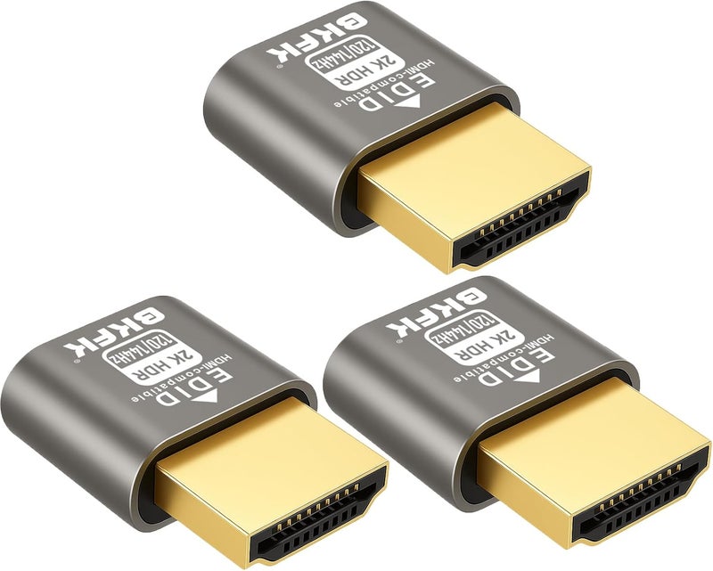 BKFK موصل HDMI وهمي 4K HDR، محول عرض بدون رأس، محاكي EDID لشاشة افتراضية، يدعم حتى 2K@120/144Hz، 1080P@120/144Hz (2560X1440@120/144HZ-HDR-3P) - Image 1